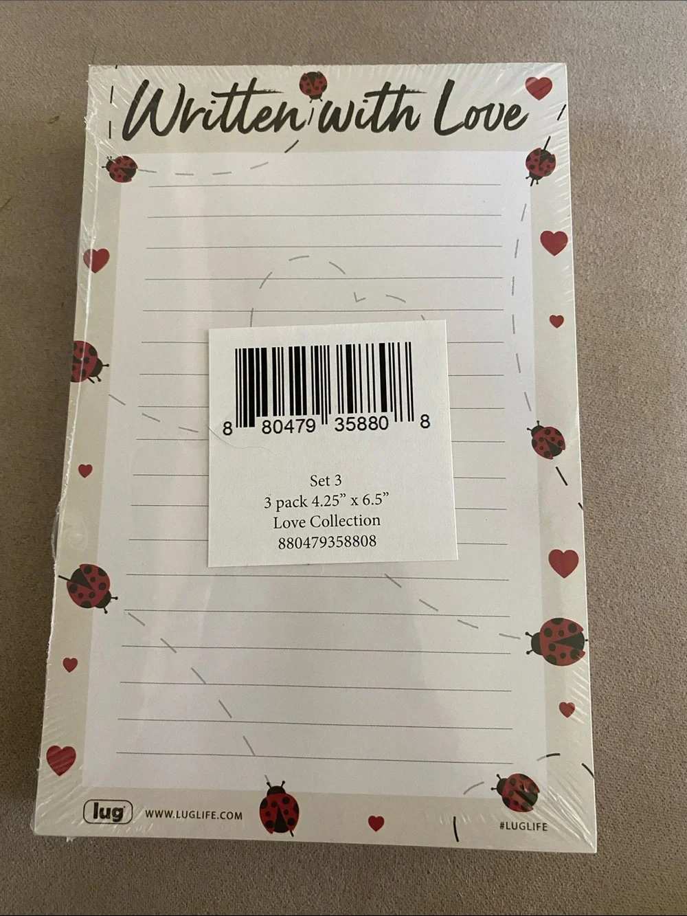 Written With Love Ladybug Notepad SET of 3 LUG Collection